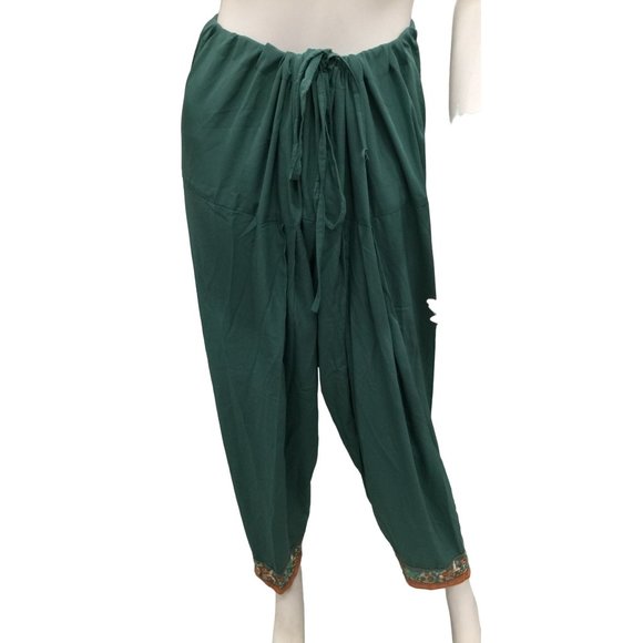 Beautiful Embroidered Flower Printed Pakistani/Indian Green Adjustable Pants - Picture 7 of 9